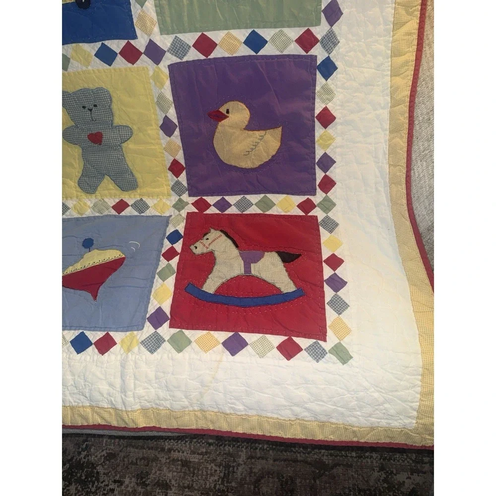 Baby‎ Quilt Crib Blanket Nursery Wall Hanging Duck Bear Horse Dog Cottage Core